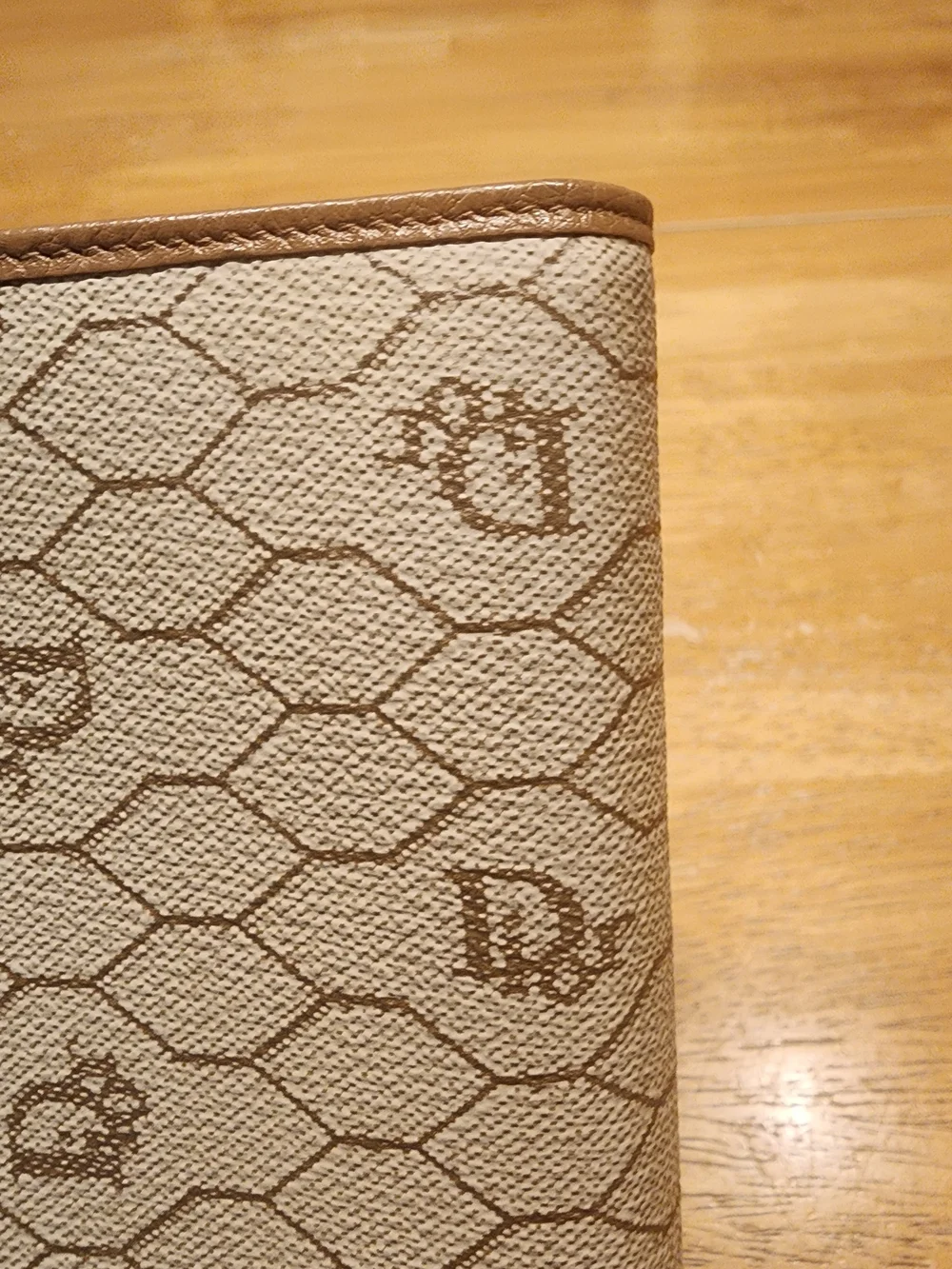 vintage Christian Dior brown honeycomb pattern planner or agenda cover